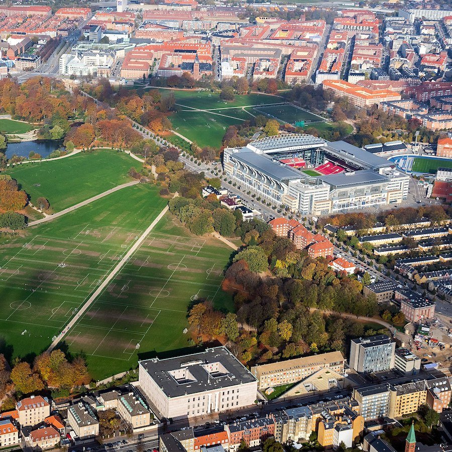 Aerial shot of Parken Stadium. Photo: Stig Nygaard / Wikimedia Commons (CC BY 2.0)