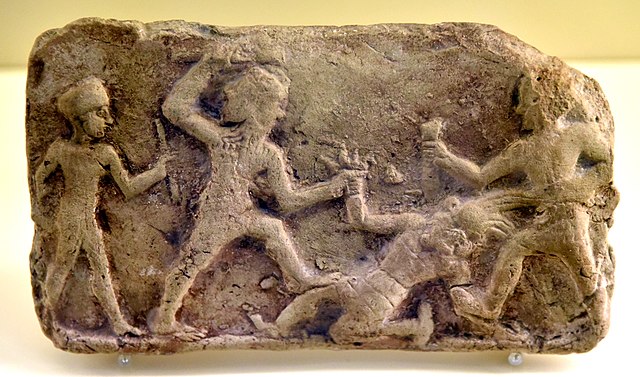 Gilgamesh og Enkidu, der besejrer Humbaba i cederskoven. Kilde: Wikimedia Commons (CC BY-SA 4.0).