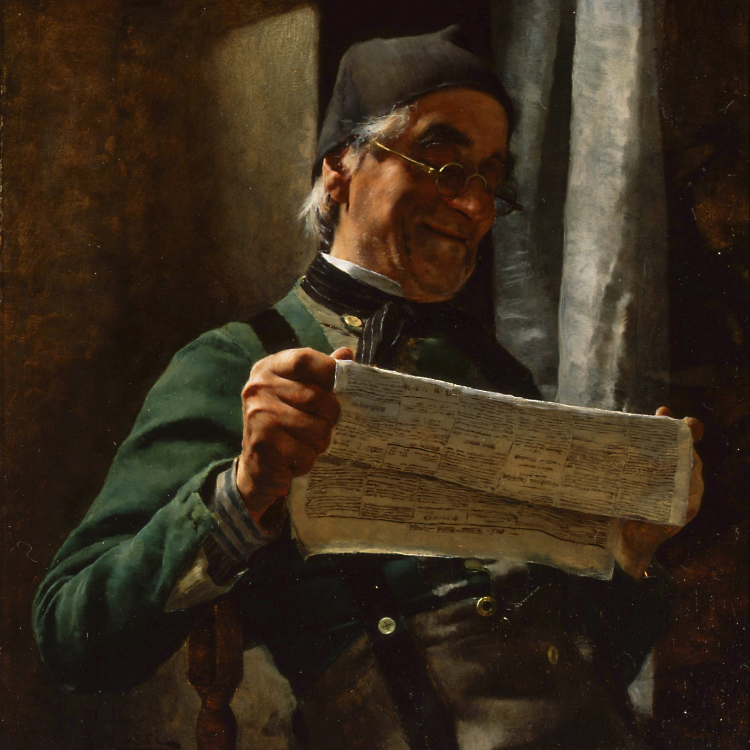 Тито Лесси. Чтение газеты. 1880-е. The Frick Art Museum / thefrickpittsburgh.org