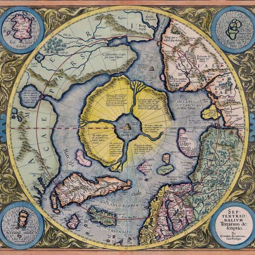 Карта Арктики Герарда Меркатора (1595). Источник: commons.wikimedia.org