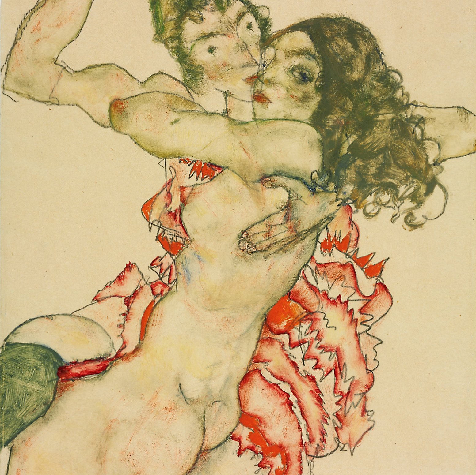 Эгон Шиле. Две женщины обнимаются (1915). Источник: wikimedia.org