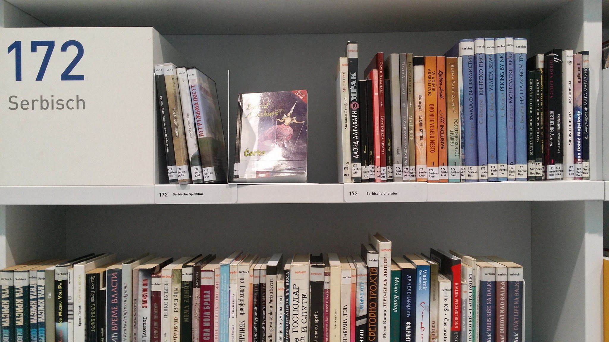 Postoje i police sa knjigama na srpskom, izbor knjige je zavidan / foto: Miljan Tanić