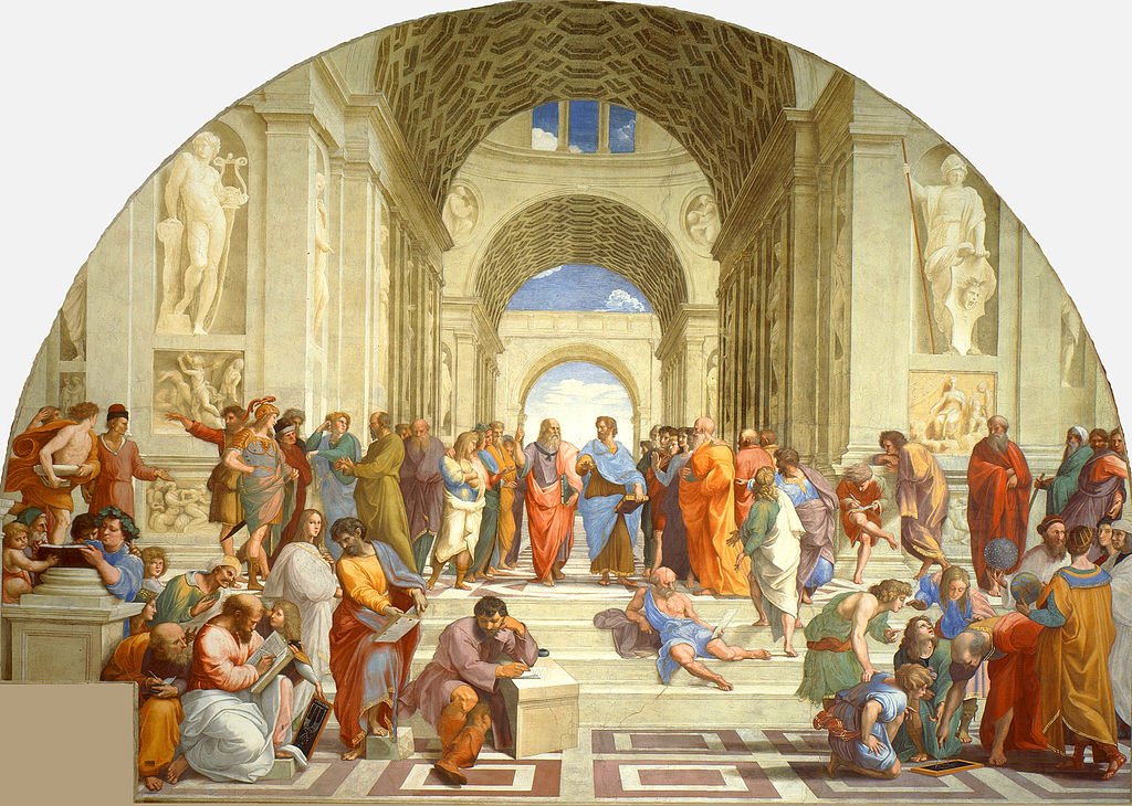 Raphaels kendte fresko »Skolen i Athen«. Foto: Wikimedia Commons.