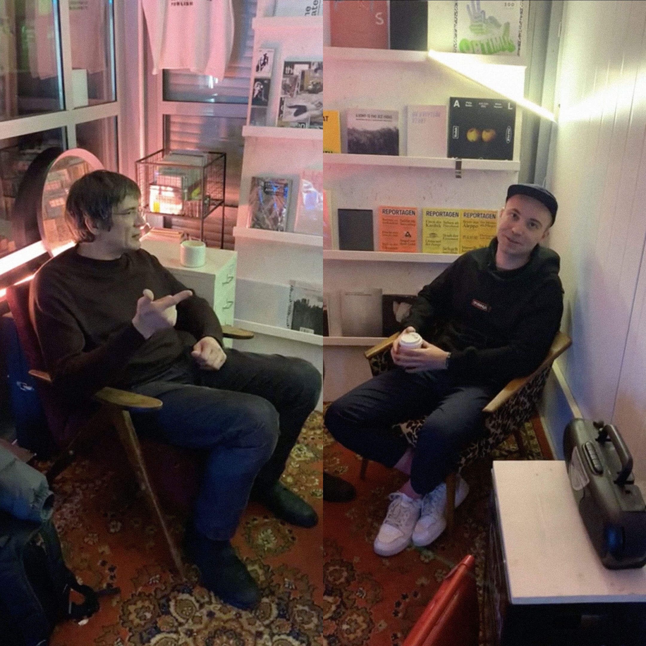 Журналист Даниил Туровский и актер Владислав Копп встретились в арт-пространстве «Угол» / Инстаграм Bookmate
